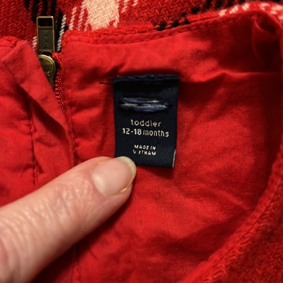 Baby Gap dress girls 12-18 Month plaid print Jumper wool blend jumper, Christmas - Picture 9 of 10